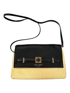 Kate Spade New York Straw and Leather Crossbody Bag